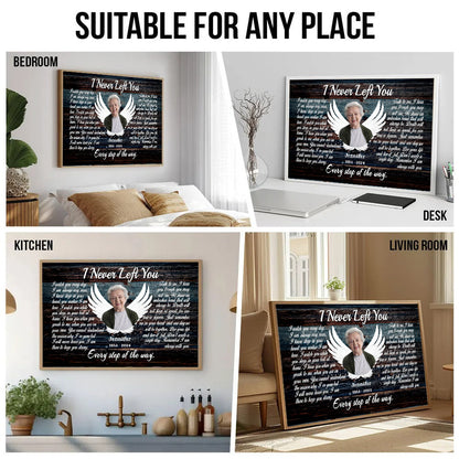 Loss of Mom, Wife - Custom Photo Angel Wings I Never Left You - Memorial Gift - Personalized Canvas For Family Members