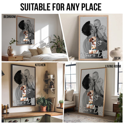 Custom Photo 1st Father's Day - Personalized Poster/Canvas - New Dad Gift From Wife, First Father's Day