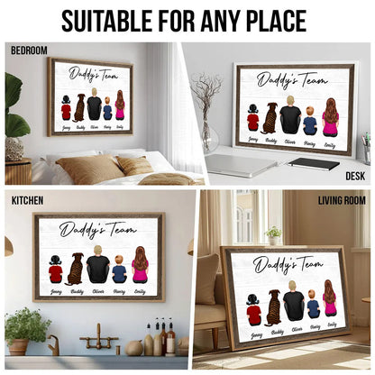Daddy‘s Team Family Sitting - Personalized Poster/Canvas - Father's Day Gift, Birthday Gift For Dad, Daddy
