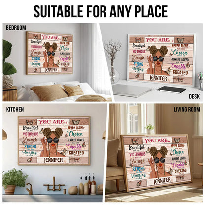 You Are Beautiful Victorious - Personalized Poster/Canvas - Gift for Black Woman, Black Girl, African American, Black History Month, Juneteenth