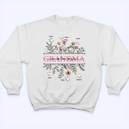 Wildflower Grandma We Love You - Personalized Custom T Shirt - Gift for Grandma/Nana/Mimi, Mom, Wife, Grandparent