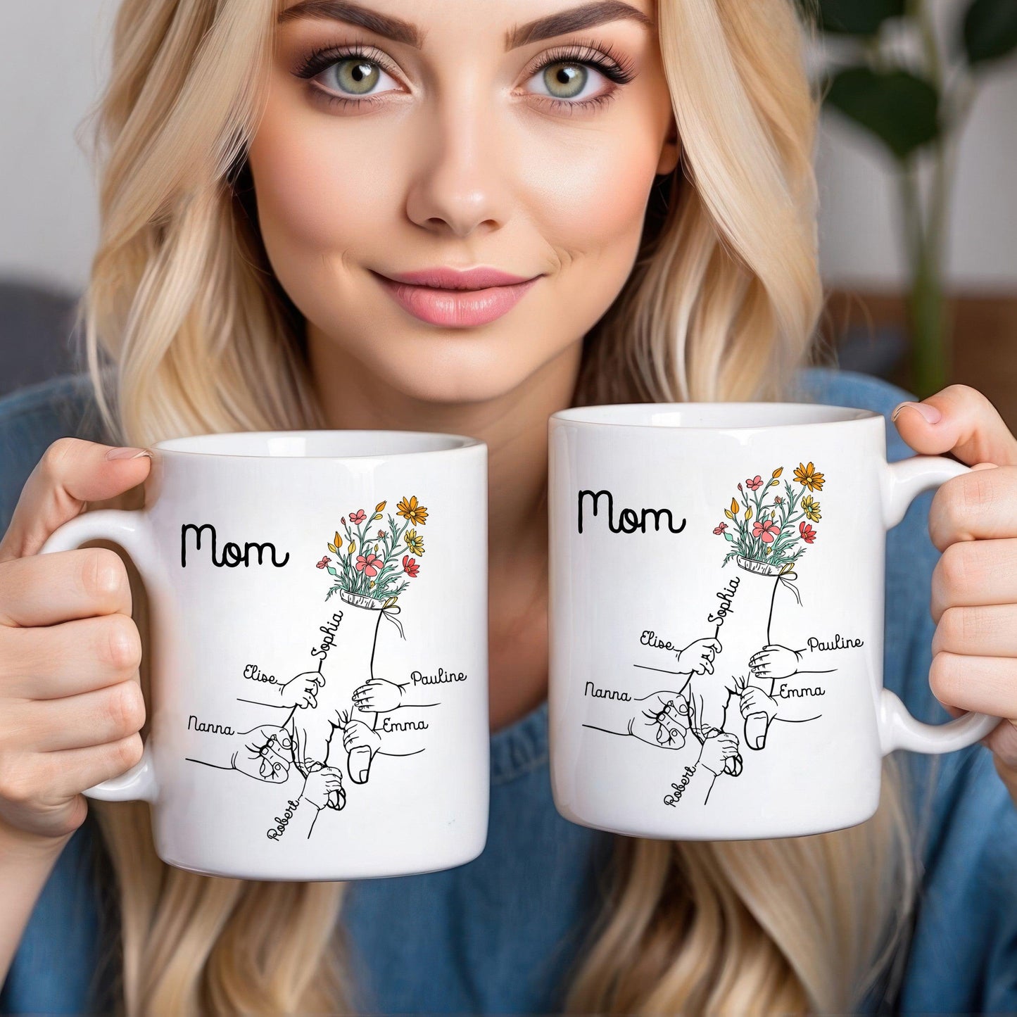 Holding Grandma's Hand - Personalized Mug - Gift for Grandma, Mother's Day
