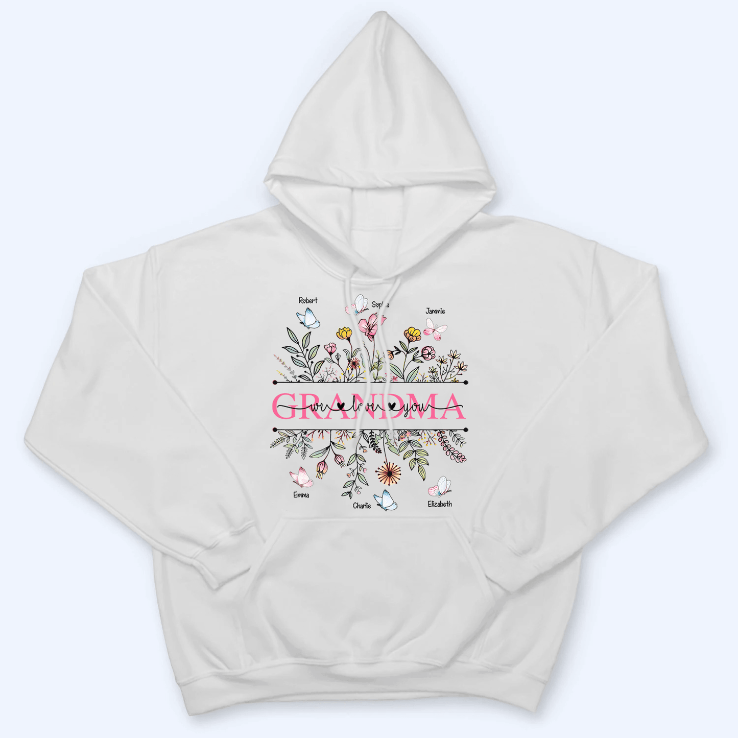 Wildflower Grandma We Love You - Personalized Custom T Shirt - Gift for Grandma/Nana/Mimi, Mom, Wife, Grandparent