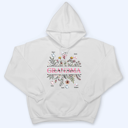 Wildflower Grandma We Love You - Personalized Custom T Shirt - Gift for Grandma/Nana/Mimi, Mom, Wife, Grandparent