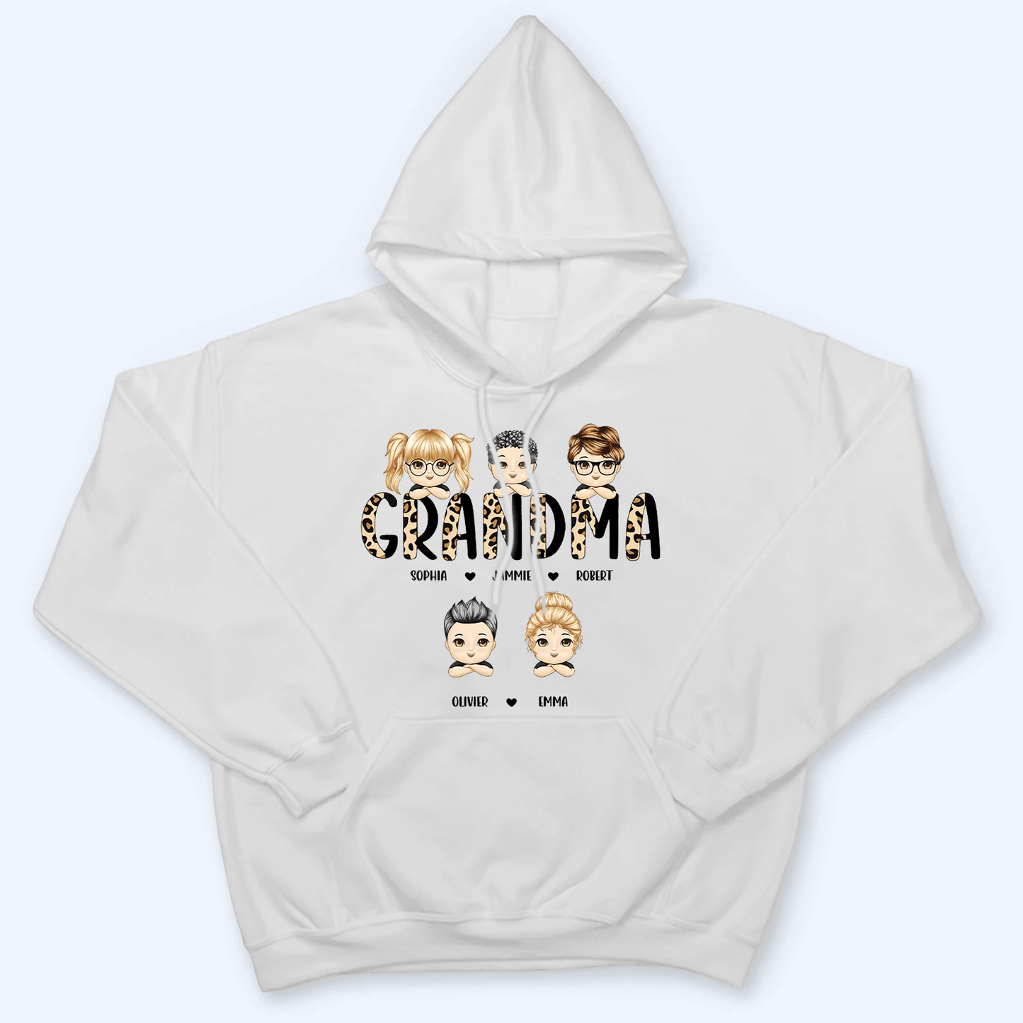 Leopard Grandma Title - Personalized Custom T Shirt - Gift for Grandma/Nana/Mimi, Mom, Wife, Mother's Day