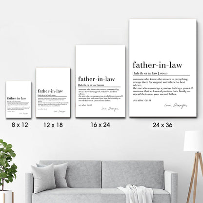 Father in Law Definition Print - Personalized Poster/Canvas - Father's Day Gift For Father In Law