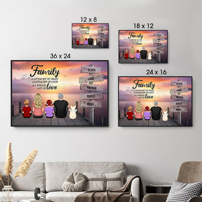 Retro Vintage Family A Little Whole Lot of Love Sign Posts - Personalized Poster/Canvas - Gift For Family Members, Mom and Dad
