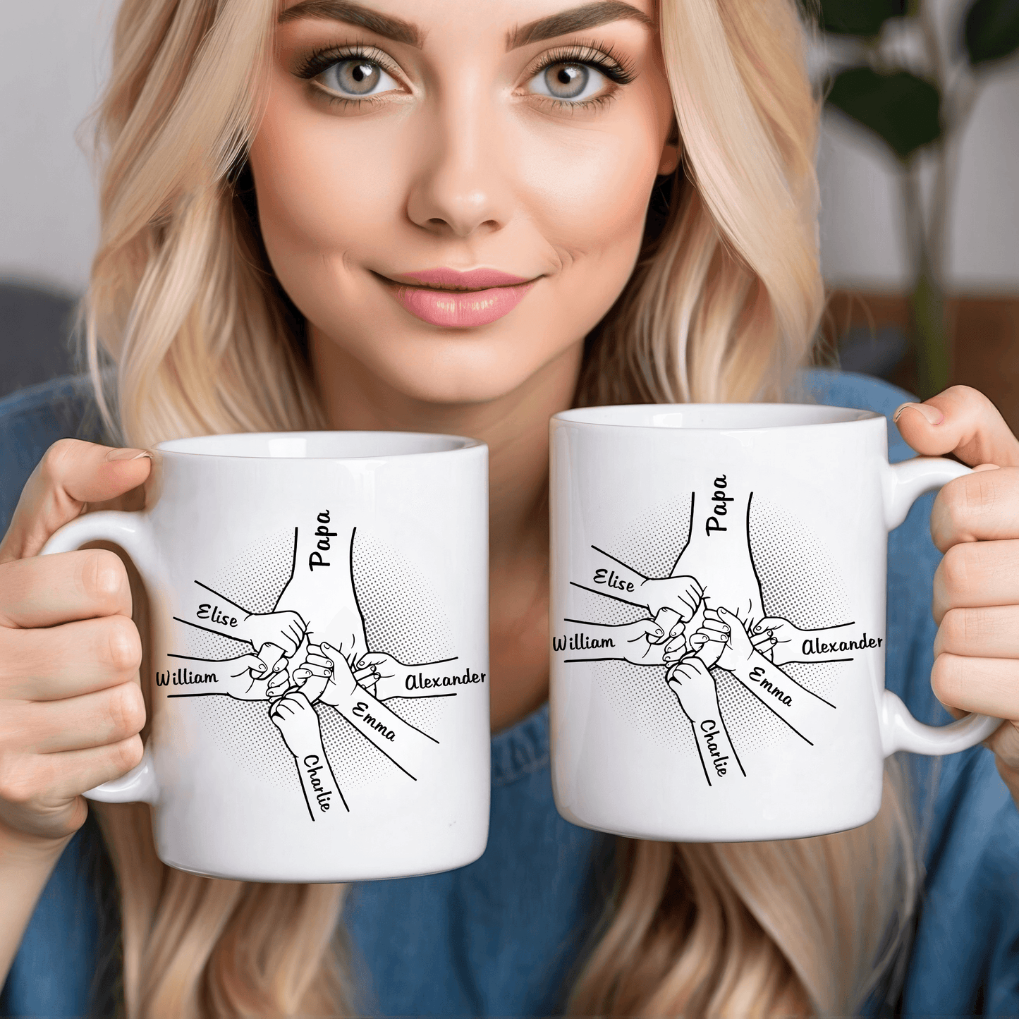 Best Papa Ever Holding Hand - Personalized Mug - Custom Father's Day, Birthday Gift For Dad, Papa, Grandpa