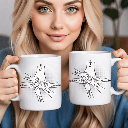 Best Papa Ever Holding Hand - Personalized Mug - Custom Father's Day, Birthday Gift For Dad, Papa, Grandpa