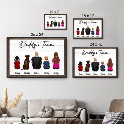 Daddy‘s Team Family Sitting - Personalized Poster/Canvas - Father's Day Gift, Birthday Gift For Dad, Daddy