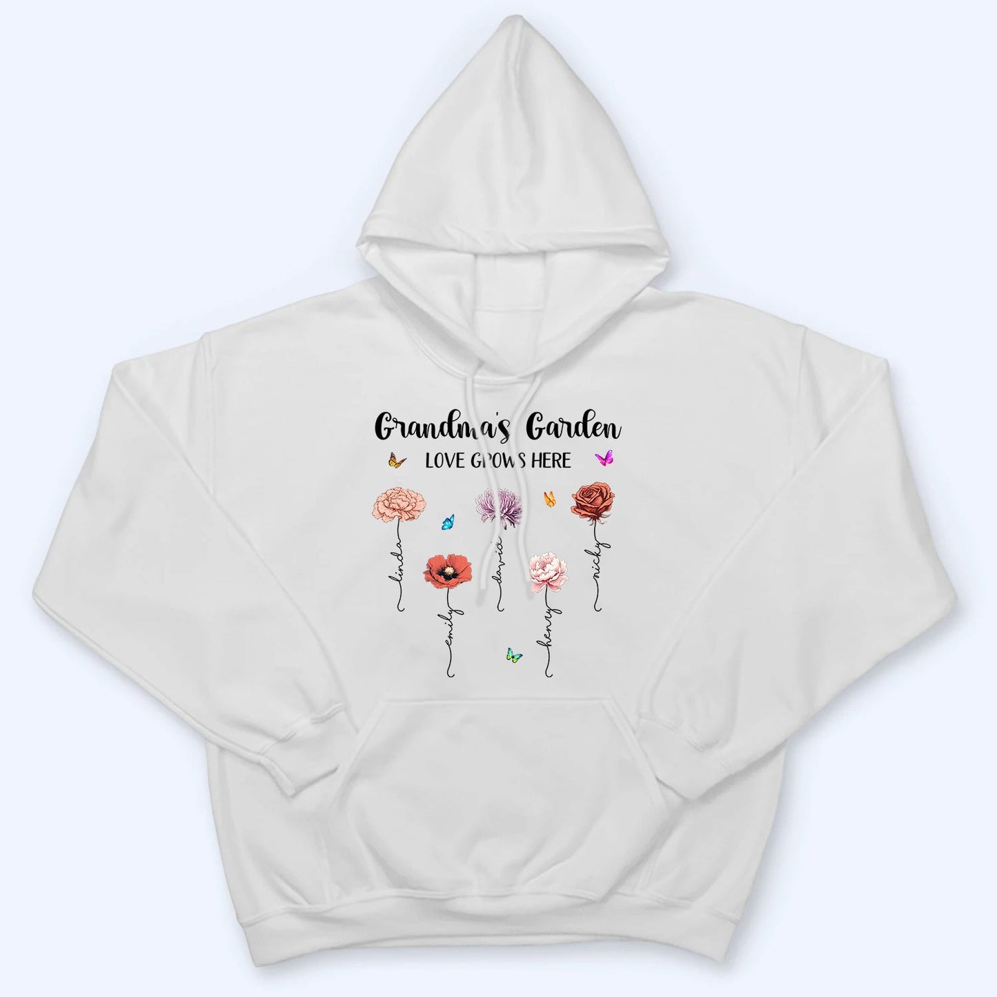 Grandma‘s Garden Love Grows Here Beautiful Birth Month Flower - Personalized Custom Shirt - Gift for Mom, Grandma