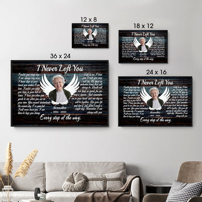 Loss of Mom, Wife - Custom Photo Angel Wings I Never Left You - Memorial Gift - Personalized Canvas For Family Members