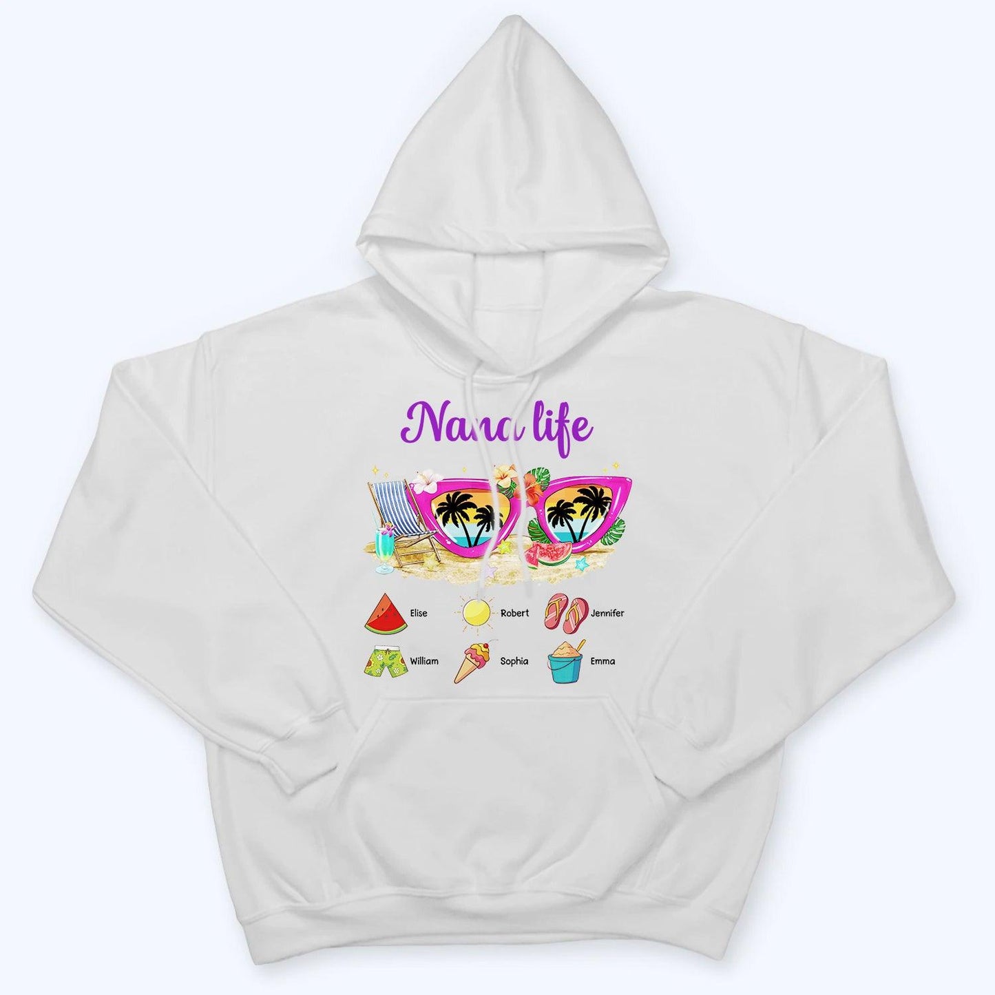 Grandma Life Sunglasses Beach Vibes Summer Vacation - Personalized Custom T Shirt - Gift for Grandma/Nana/Mimi, Mom, Wife, Grandparent