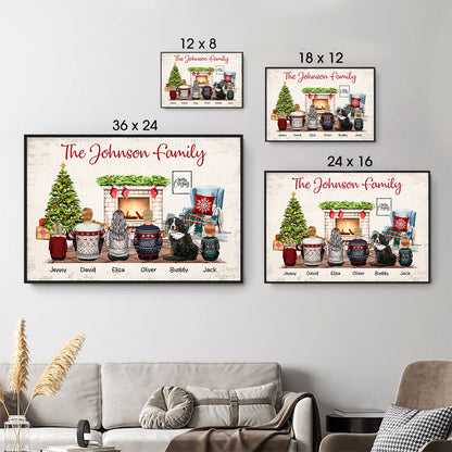 Christmas Family Back View Sitting Together - Personalized Poster/Canvas - Gift For Family Members, Mom and Dad