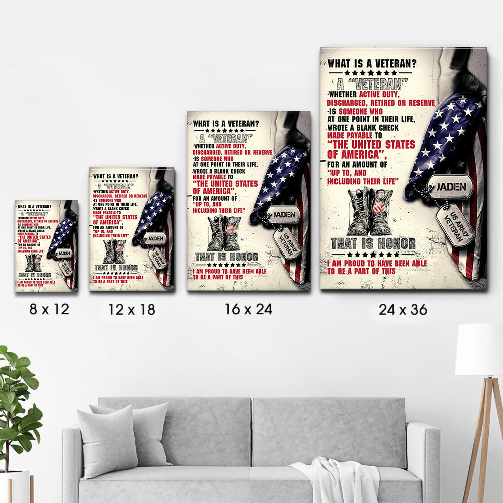 Personalized Name Proud Veteran - Personalized Poster/Canvas Print - Gift For Military Veteran Dad Grandpa Veteran