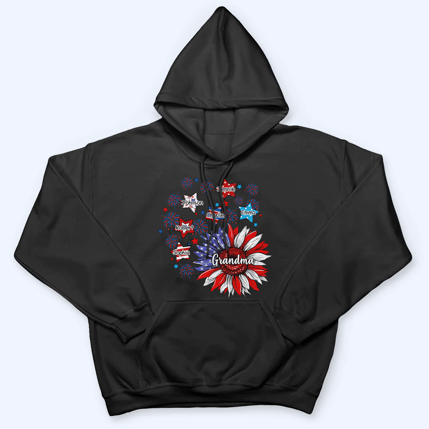 Sunflowers 4th Of July Grandma - Personalized Custom T Shirt - Birthday, Loving, Funny Gift for Grandma/Nana/Mimi, Mom, Wife, Grandparent