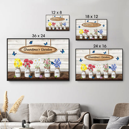 Grandma‘s Garden Watercolor Birth Month Flowers - Personalized Poster/Canvas - Gift for Grandma, Mom