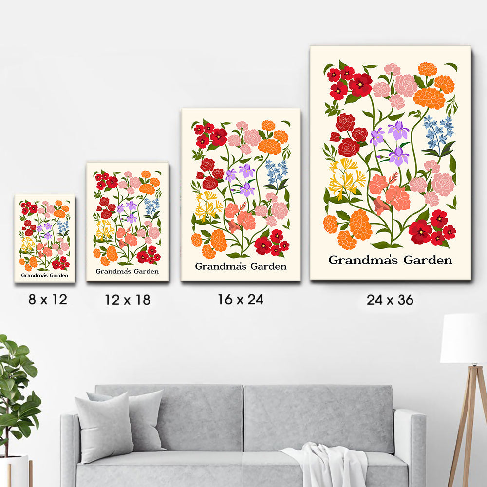 Custom Family Birth Flower Bouquet Artwork Minimalist - Personalized Poster/Canvas - Mother's Day Gift For Mom, Grandma