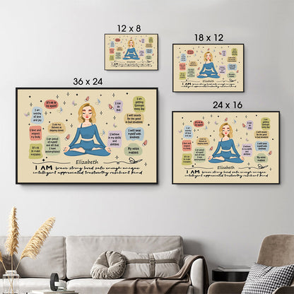 I Am Brave Strong Loved - Personalized Poster/Canvas - Gift For Women, Yoga Lovers, Mental Health Gifts