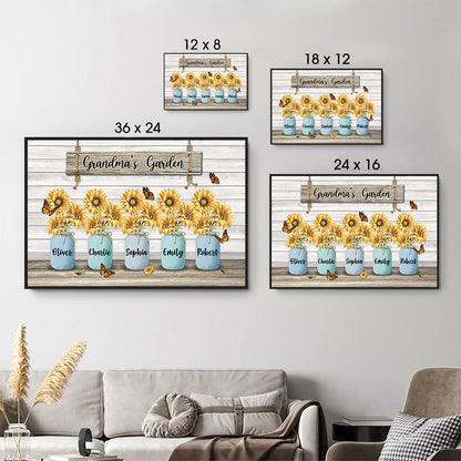Grandma‘s Garden Sunflower Vase - Personalized Poster/Canvas - Gift for Grandma, Nana, Grandparent