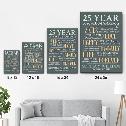 25-Year Milestone Anniversary Couple - Personalized Poster/Canvas Print - Gift For Her/Him, Husband/Wife, Couples on Anniversary, Valentine's Day