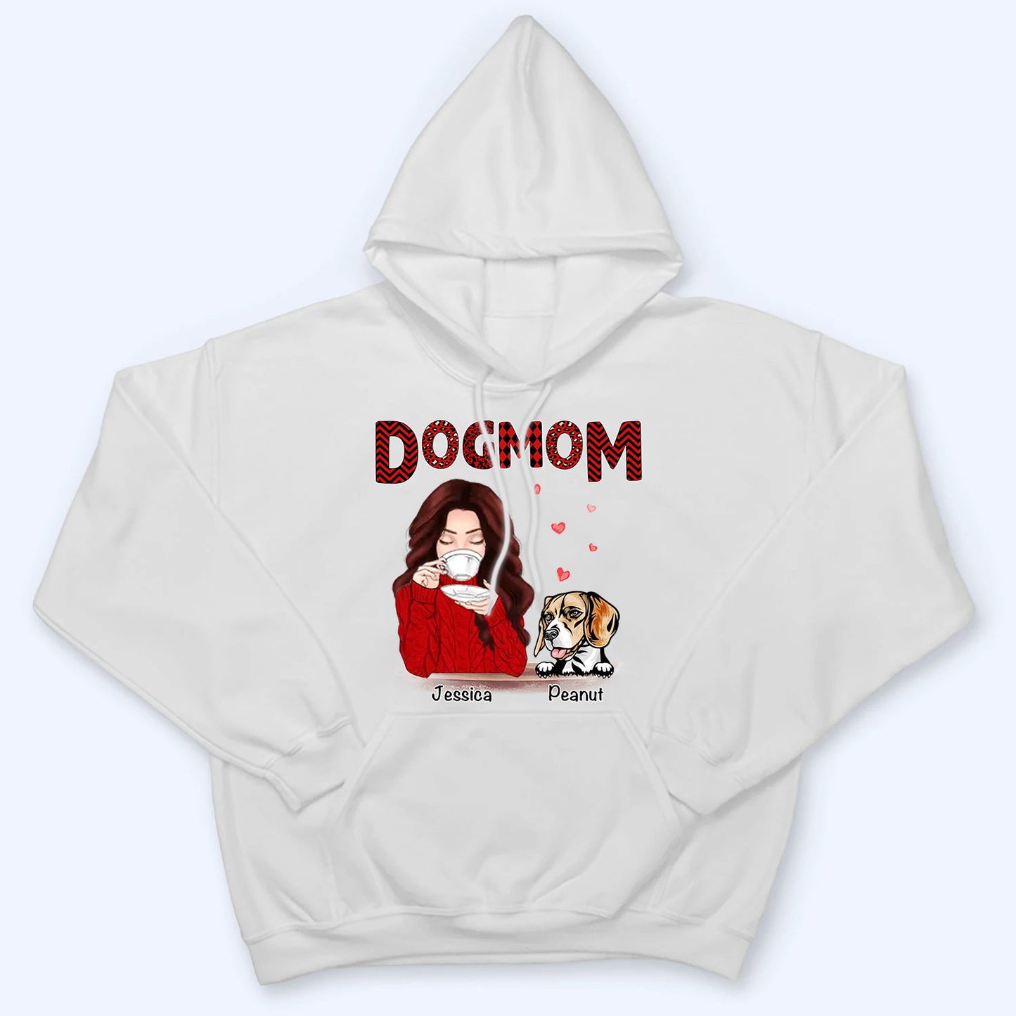 Dog Mom Red Patterned - Personalized Custom T Shirt - Gift for Women, Dog Mom, Dog Lovers