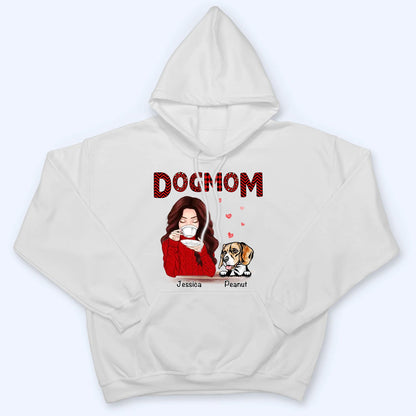 Dog Mom Red Patterned - Personalized Custom T Shirt - Gift for Women, Dog Mom, Dog Lovers