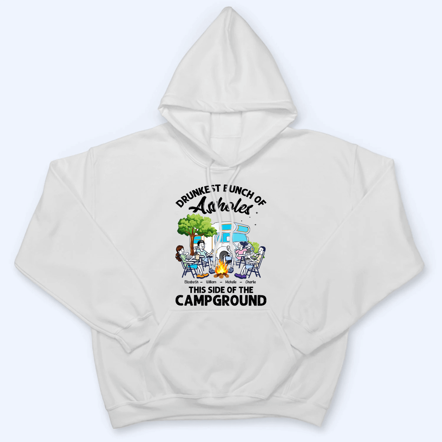 Drunkest Bunch Of Assholes Camping - Personalized Custom T Shirt - Gift for Camping Lovers, Him/Her, Team/Squad