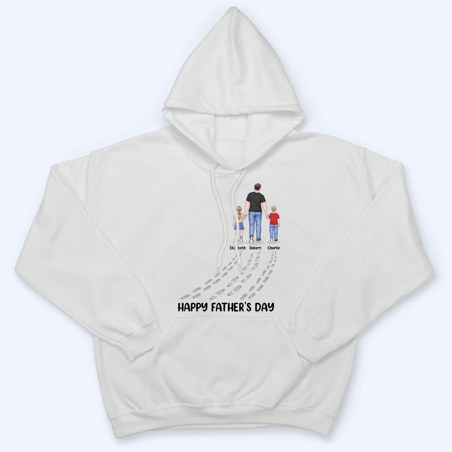 Fathers And Childs Footprints - Personalized Custom T Shirt - Father's Day Gift for Dad, Papa, Grandpa, Daddy, Dada