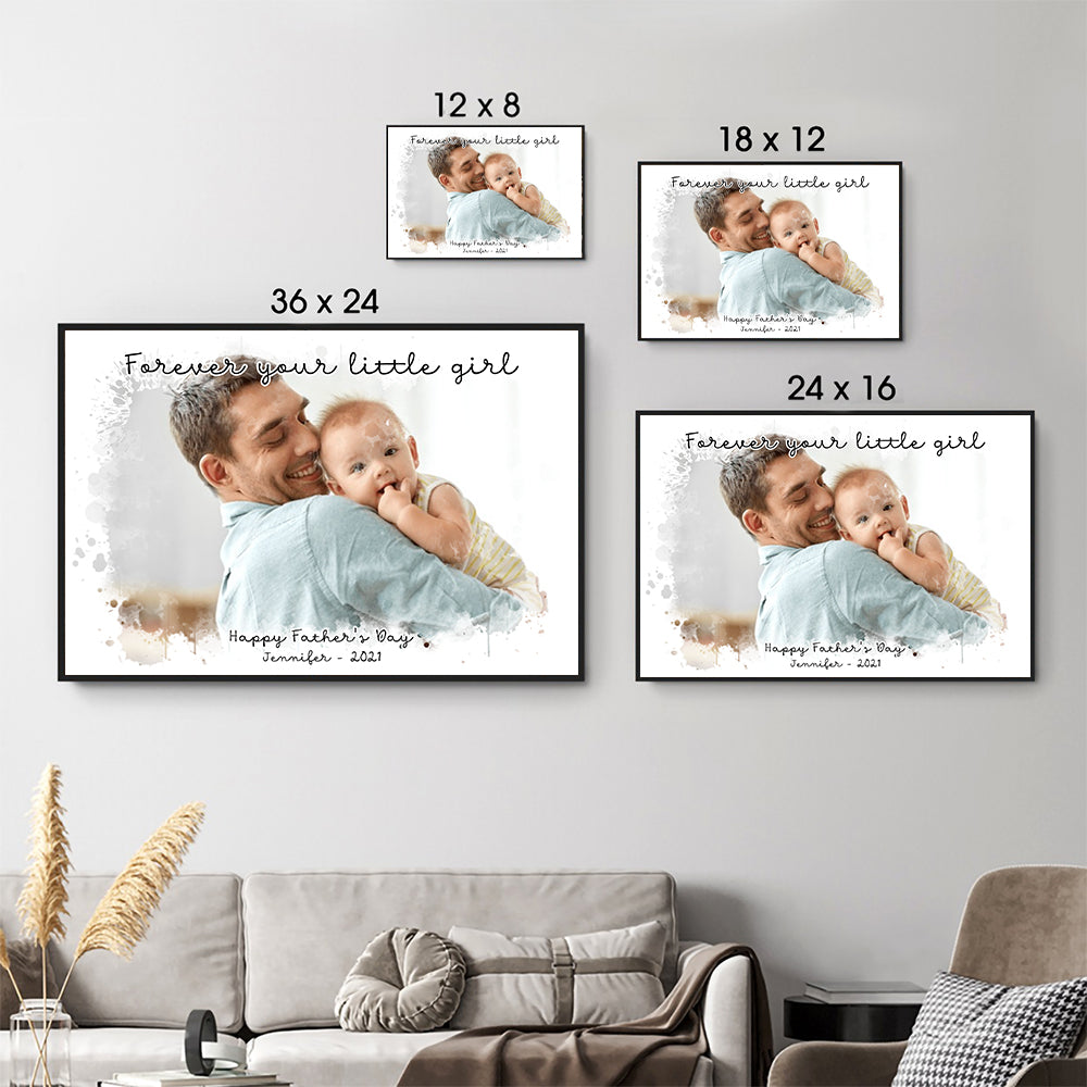 Custom Photo Dad and Kid Portrait - Personalized Poster/Canvas - Father's Day Gift For Dad, Daddy