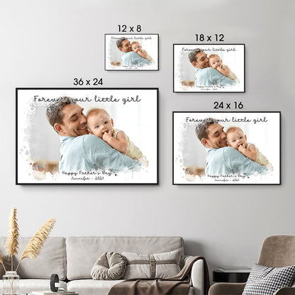 Custom Photo Dad and Kid Portrait - Personalized Poster/Canvas - Father's Day Gift For Dad, Daddy