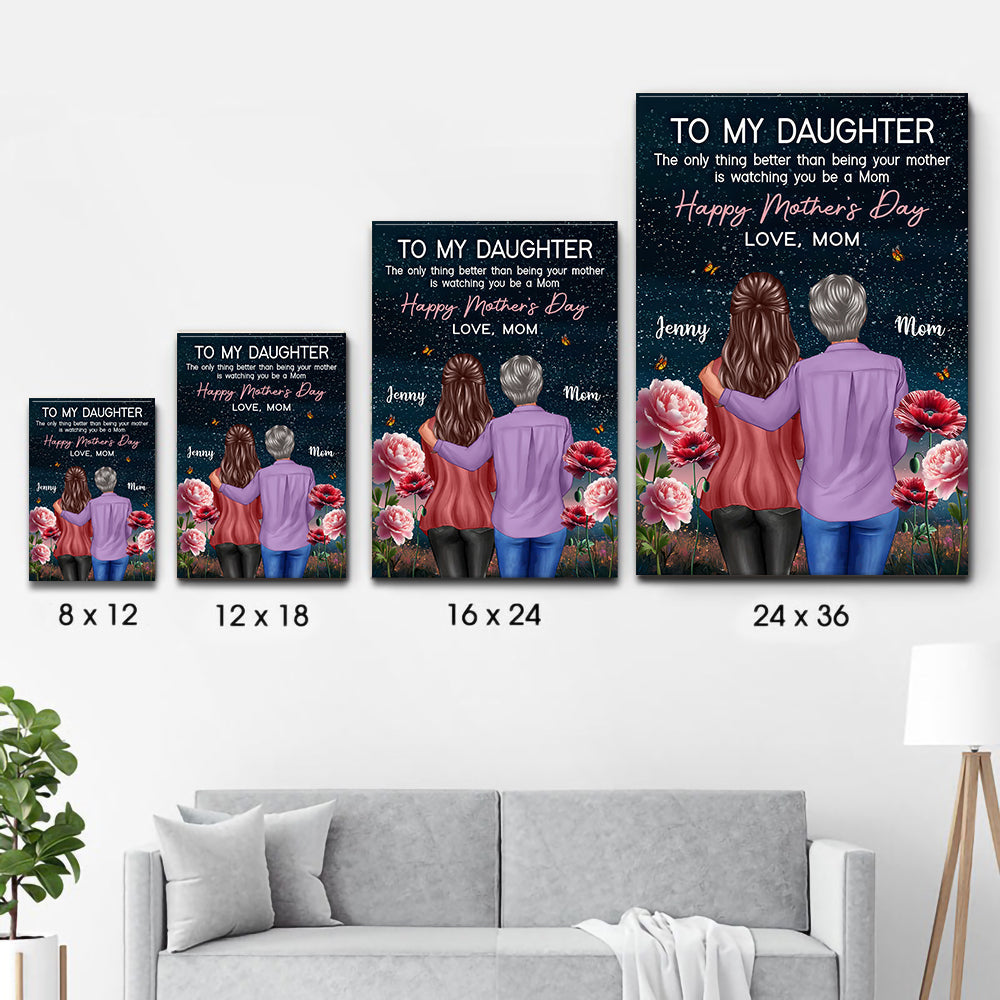 Birth Flower At Night To My Daughter From Mom - Personalized Poster/Canvas - Mother's Day Gift For Daughter
