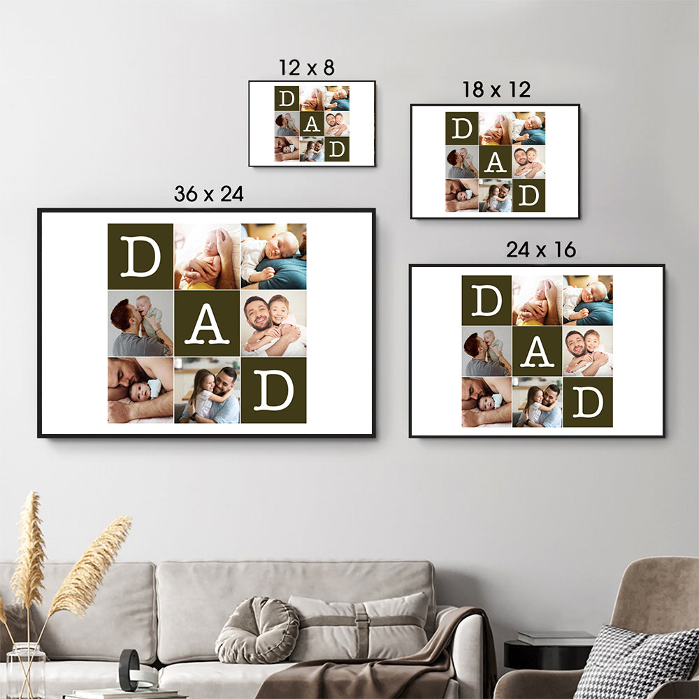 Custom Photo Father's Day Collage - Personalized Poster/Canvas - Father's Day Gift, Birthday Gift For Dad, Daddy