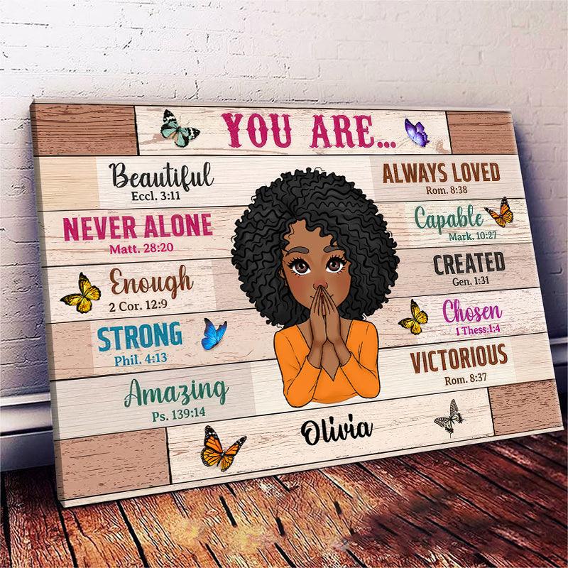 You Are Beautiful Woman - Personalized Horizontal Canvas - Gift for Black Woman, Black Girl, African American, Black History Month, Juneteenth