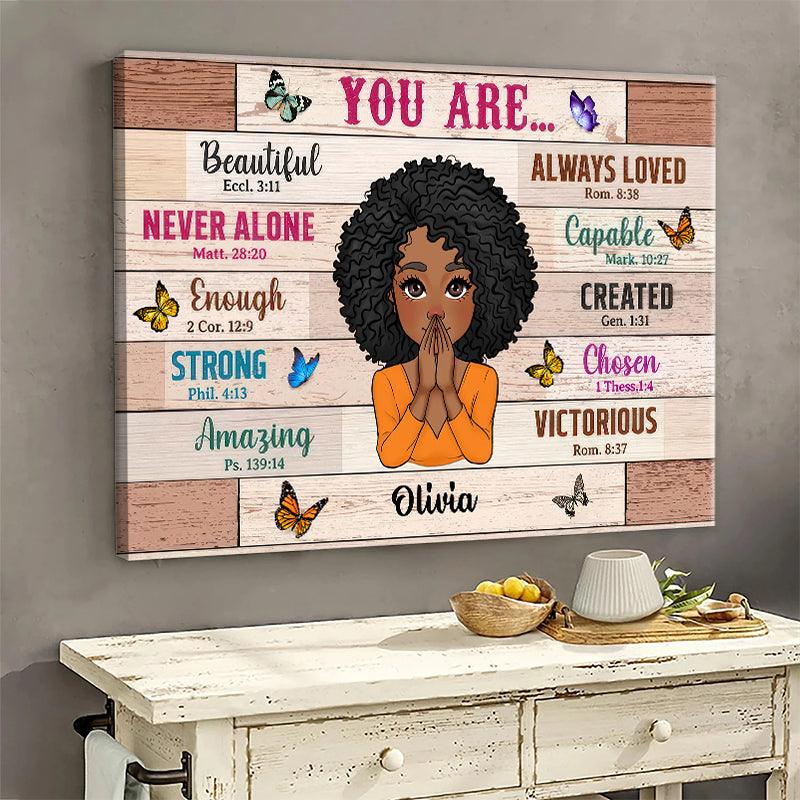 You Are Beautiful Woman - Personalized Horizontal Canvas - Gift for Black Woman, Black Girl, African American, Black History Month, Juneteenth