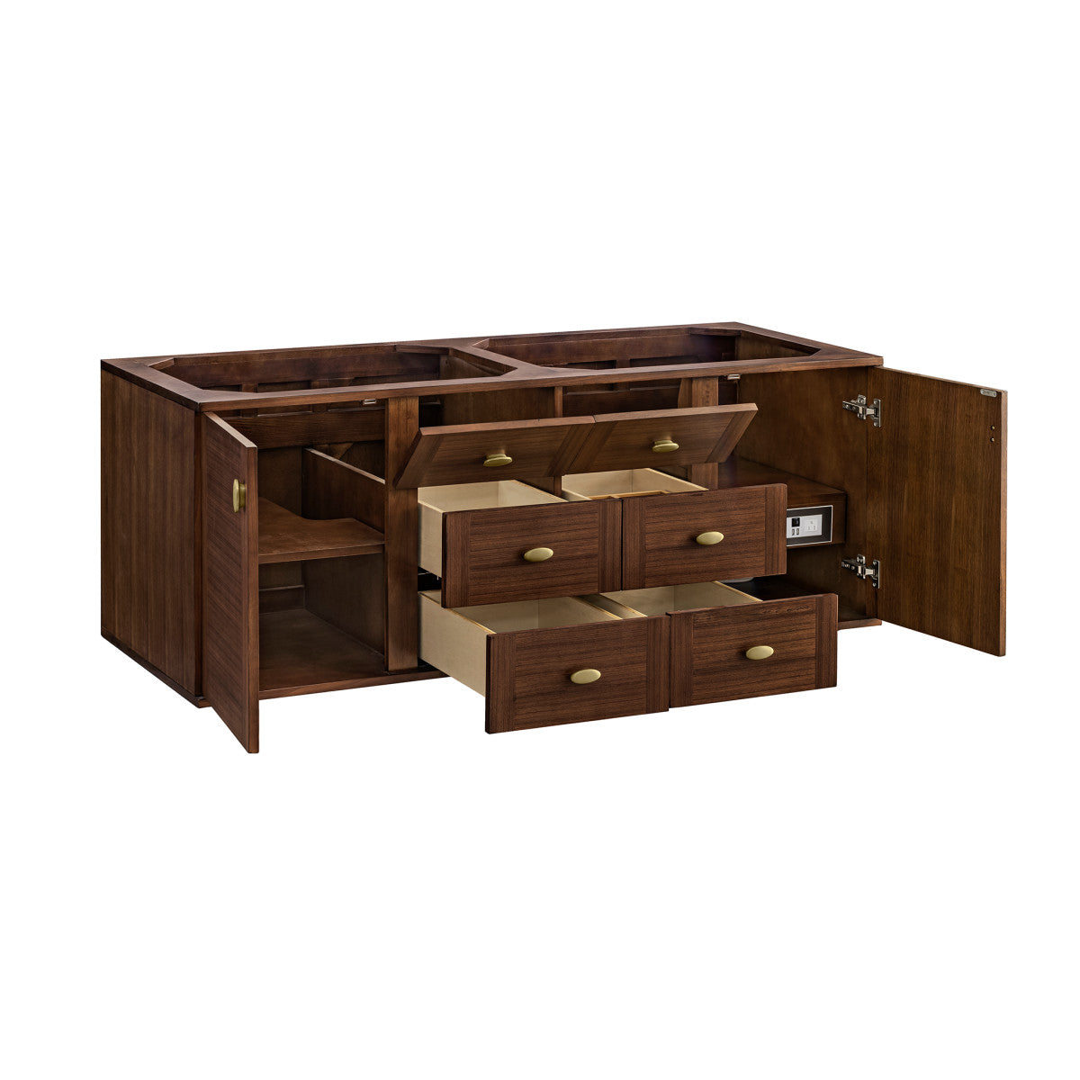 Amberly 60" Double Vanity Cabinet, Mid-Century Walnut