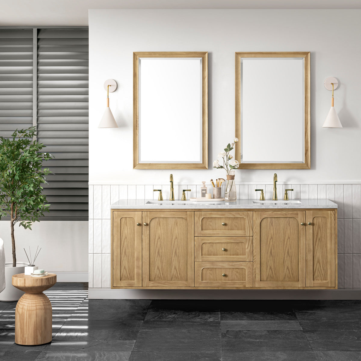 Laurent 72" Double Vanity Cabinet, Light Natural Oak