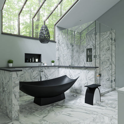 ALFI brand  AB9992BM Black Matte 71" Solid Surface Resin Free Standing Hammock Style Bathtub