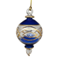 Etched Sphere Glass With Gold Accents - Cobalt