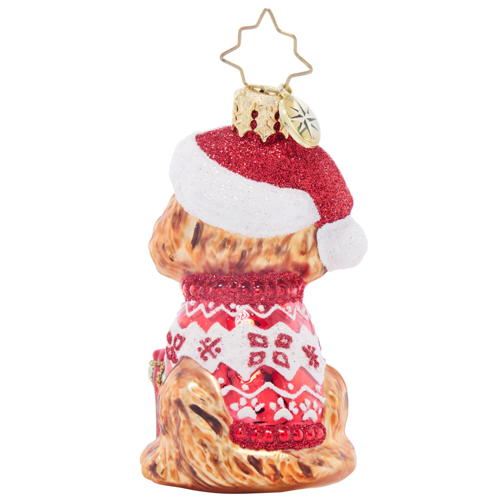 Christopher Radko Little Gem Glass Ornament - Festive Furry Friend