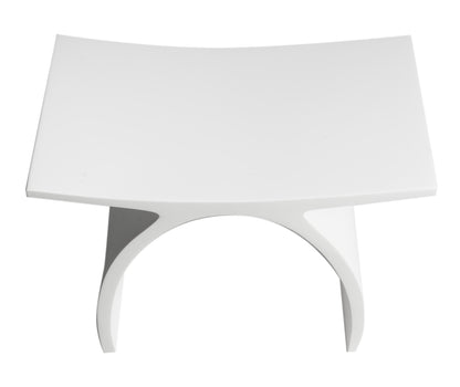 ALFI brand  ABST77 Arched White Matte Solid Surface Resin Bathroom / Shower Stool