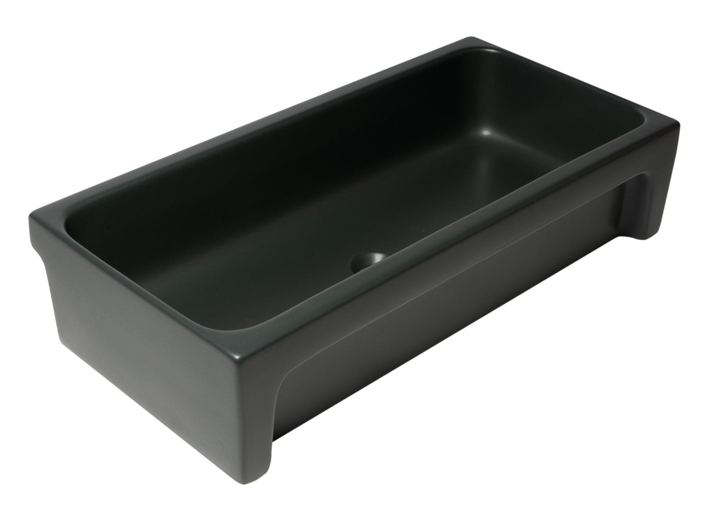 ALFI brand  AB36TRBM 36" Black Matte Above Mount Fireclay Bathroom Trough Sink