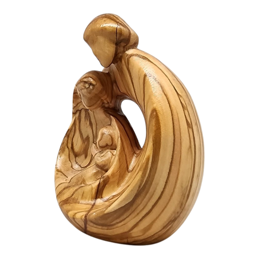 Modern Style Holy Family Carved Nativity - Olive Wood - 4 Inch