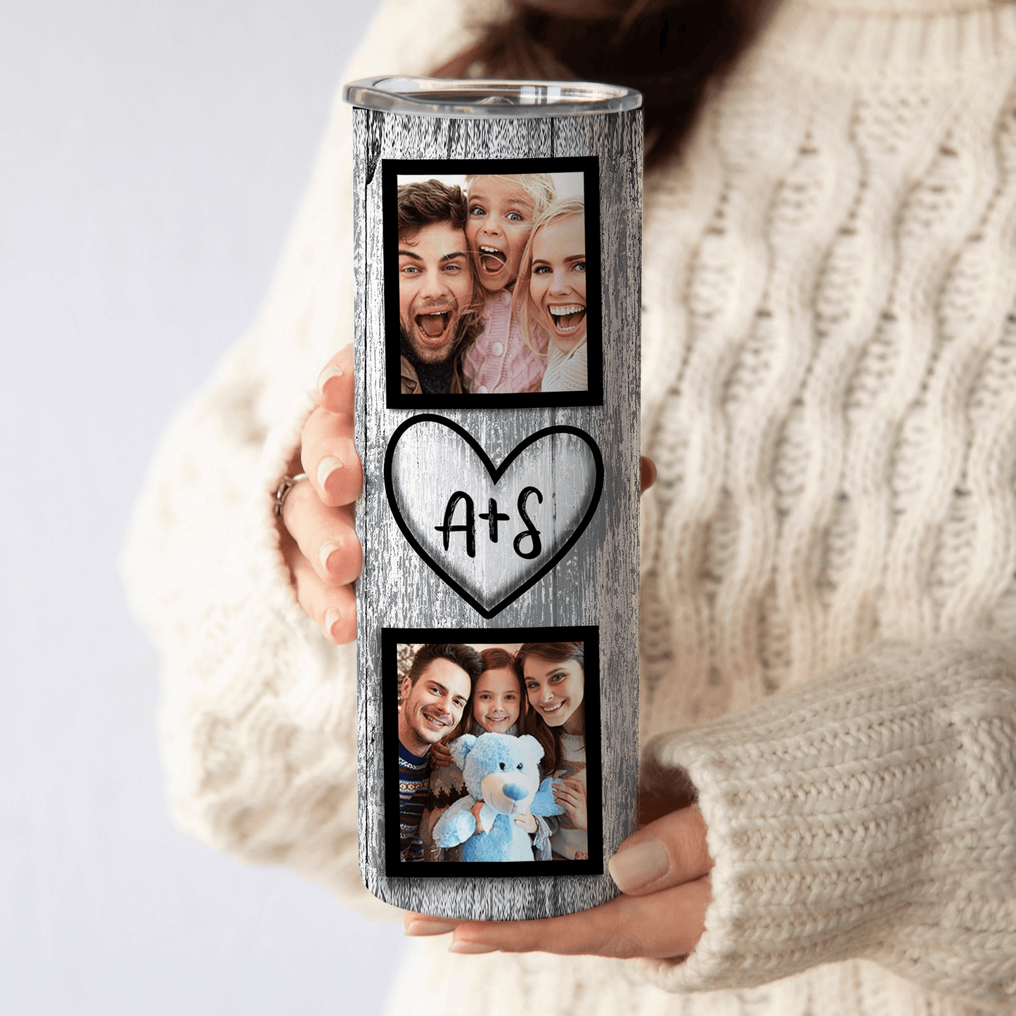 Custom Photo Collage Tumbler - Personalized Custom 20oz Skinny Tumbler Cup - Birthday, Loving, Funny Gift For Couples, Anniversary, Husband, Wife, Girlfriend, Boyfriend, Family, Her/Him
