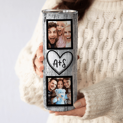 Custom Photo Collage Tumbler - Personalized Custom 20oz Skinny Tumbler Cup - Birthday, Loving, Funny Gift For Couples, Anniversary, Husband, Wife, Girlfriend, Boyfriend, Family, Her/Him