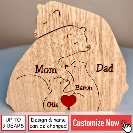 Wooden Bear Family Puzzle -  Gift for Family Members, Parent, Grandparent, Mom and Dad, Grandma & Grandpa, Mother's Day, Father's Day