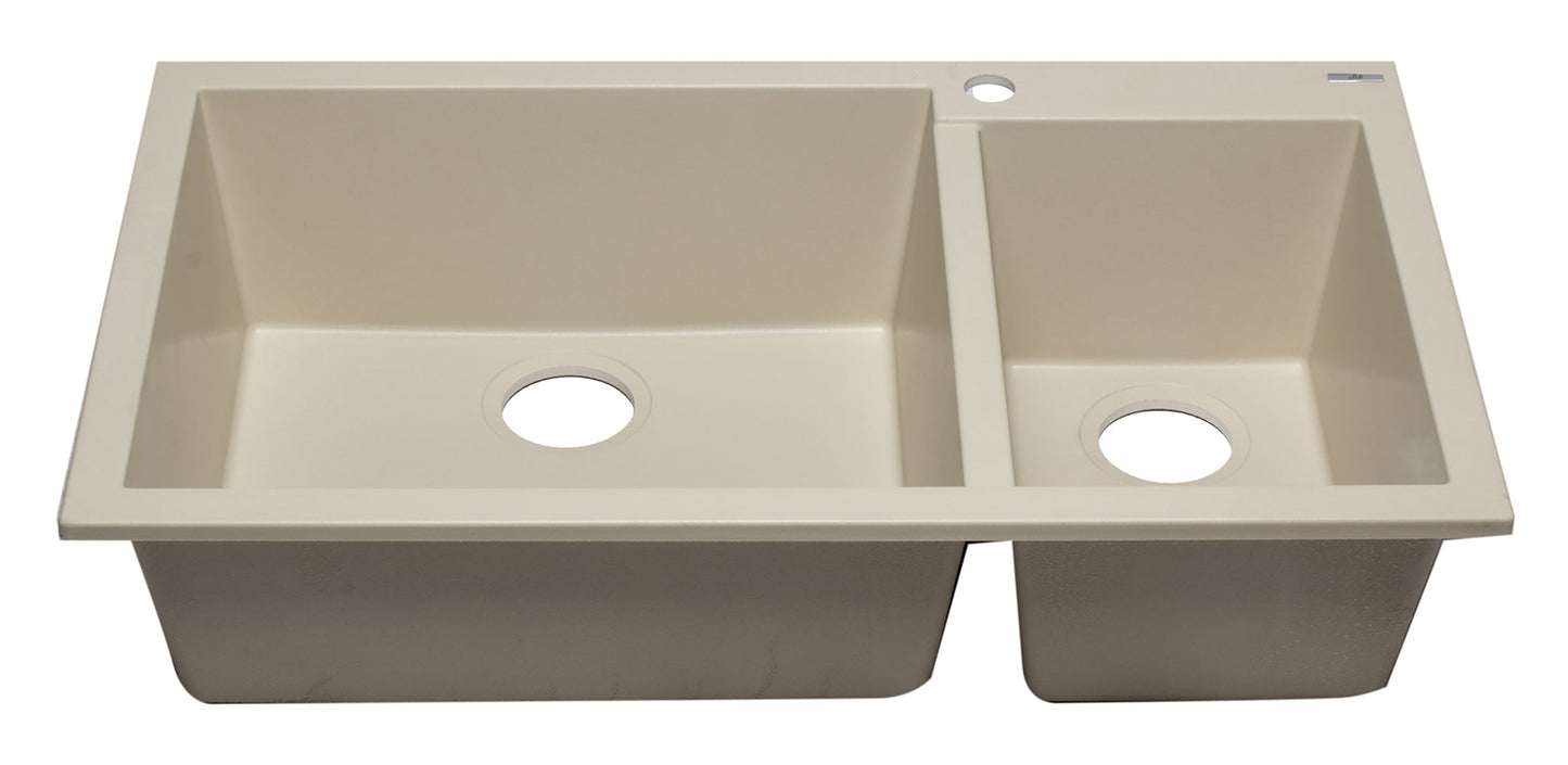 ALFI brand AB3319DI 34" Double Bowl Drop In Granite Composite Kitchen Sink