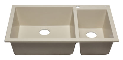 ALFI brand AB3319DI 34" Double Bowl Drop In Granite Composite Kitchen Sink