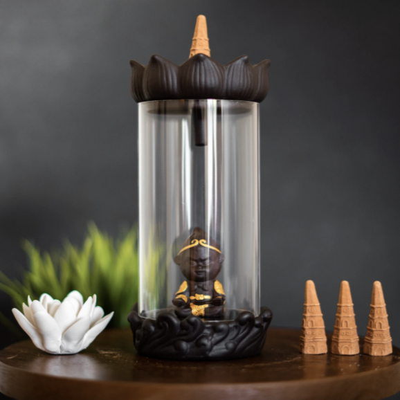 Glass Little Monk Backflow Incense Burner