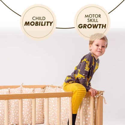Full Montessori Floor Bed Frame for Toddlers with Fence